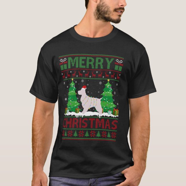 Ugly Christmas Tree Lighting Cocker Spaniel Dog Ug T-Shirt (Vorderseite)