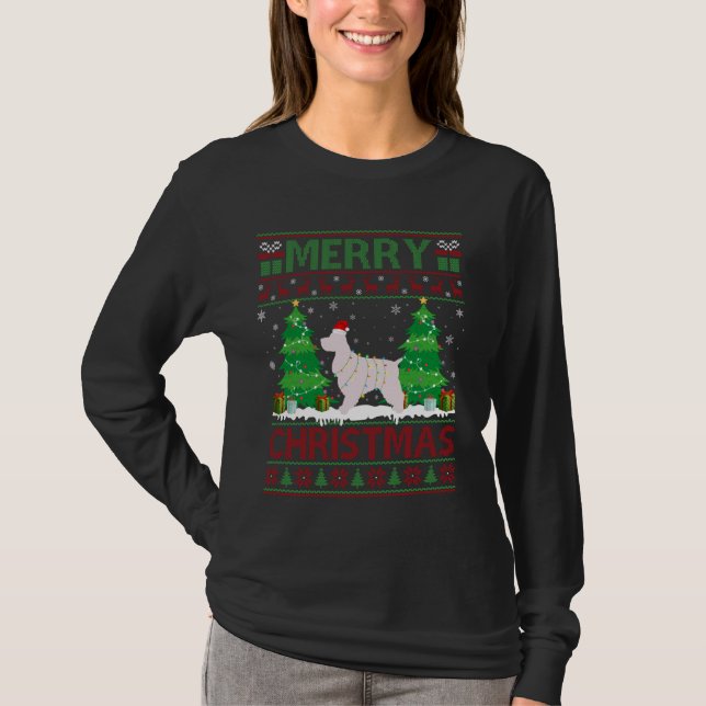 Ugly Christmas Tree Lighting Cocker Spaniel Dog Ug T-Shirt (Vorderseite)