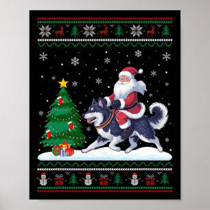 Ugly Christmas Tree Lights Santa Riding Alaskan Kl Poster