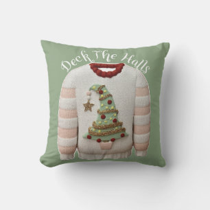 Ugly Christmas Tree Sweater Throw Kissen