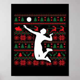 Ugly Christmas Volleyball Player Frohe Weihnachten Poster