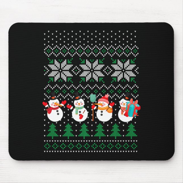 Ugly Christmas Xmas Tree Snowman Santa Claus New Y Mousepad (Vorne)