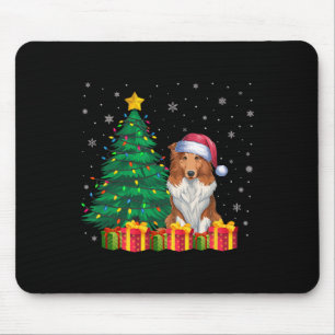 Ugly Collie Weihnachtsmannmütze Christmas Lights D Mousepad