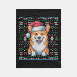 Ugly Corgi Dog liebt Xmas Sweater Weihnachten Fleecedecke
