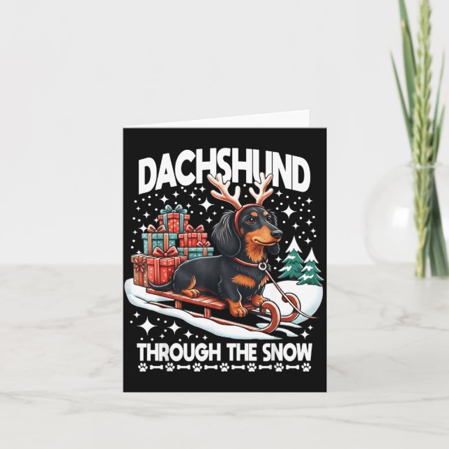 Ugly Dachshund Christmasthrough The Snow Gift Chri Karte (Vorderseite)