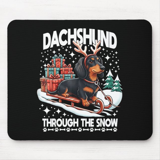 Ugly Dachshund Christmasthrough The Snow Gift Chri Mousepad (Vorne)