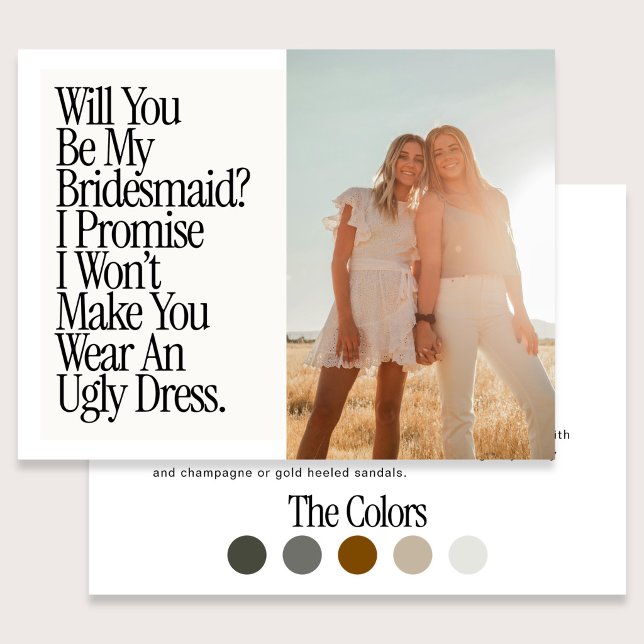 Ugly Dress Retro Photo Be My Bridesmaid Postkarte (Von Creator hochgeladen)