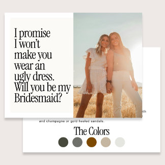 Ugly Dress Retro Photo Be My Bridesmaid Postkarte