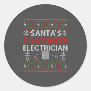 Ugly Electrician Xmas Geschenk Santa Lieben Electr Runder Aufkleber