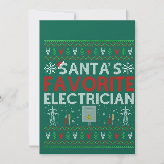 Ugly Electrician Xmas Gift Santa Loves Electrician Einladung (Vorderseite)
