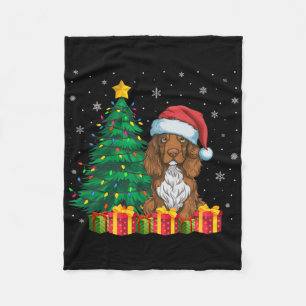 Ugly Field Spaniel Weihnachtsmannmütze Weihnachtsl Fleecedecke