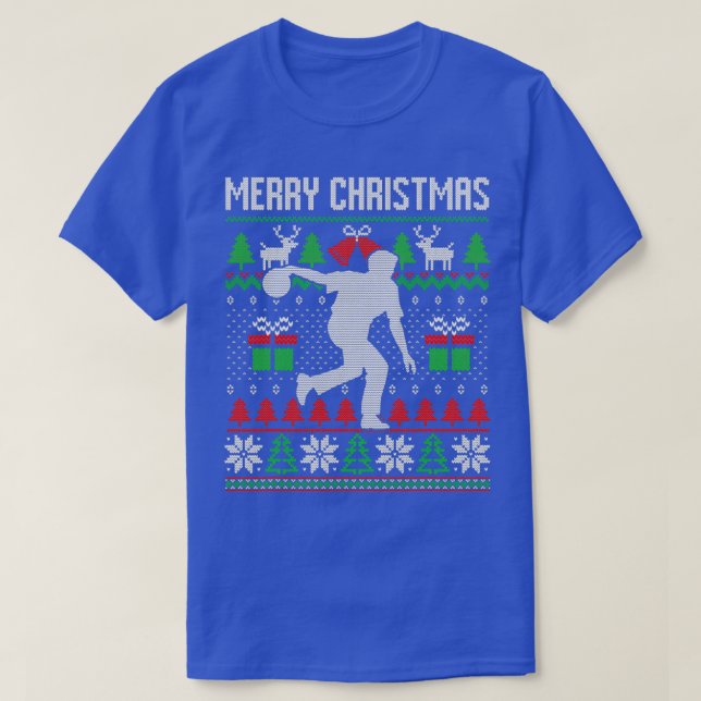 Ugly Frohe Weihnachten Bowling Santa T T-Shirt (Design vorne)