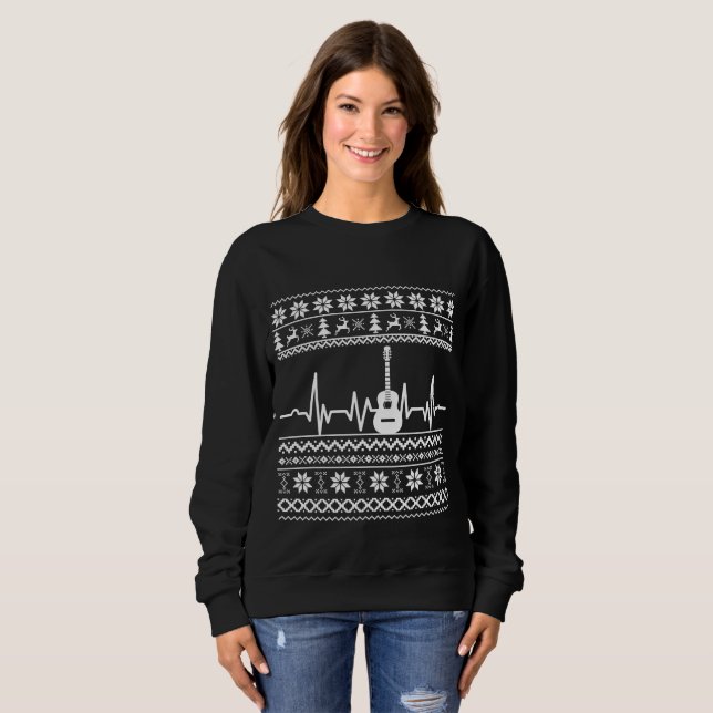 Ugly Frohe Weihnachts Pullover akustische Gitarre (Vorne ganz)