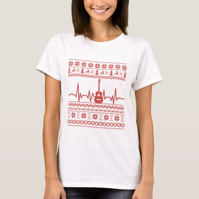 Ugly Frohe Weihnachts Pullover akustische Gitarre (Vorderseite)