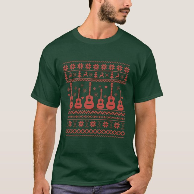 Ugly Frohe Weihnachts Pullover akustische Gitarre (Vorderseite)