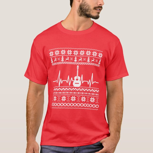 Ugly Frohe Weihnachts Pullover akustische Gitarre (Vorderseite)