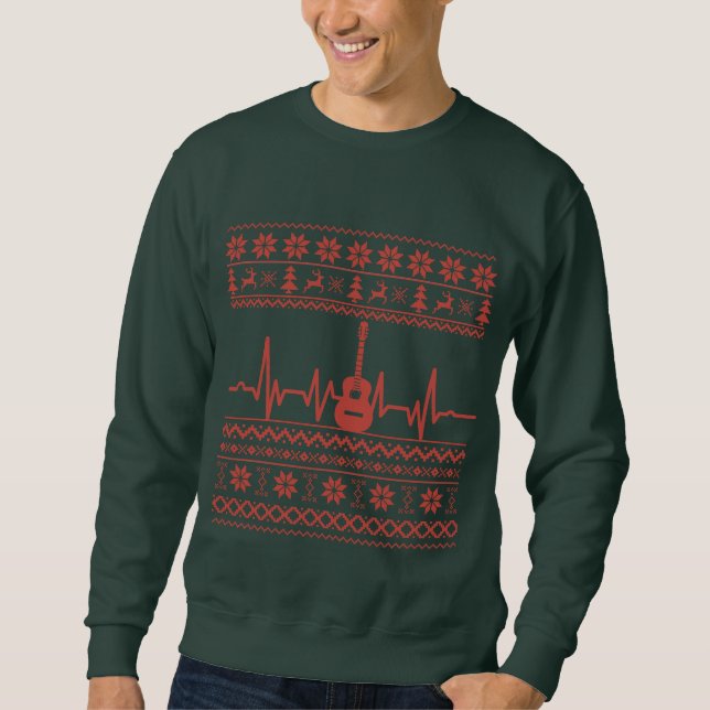 Ugly Frohe Weihnachts Pullover akustische Gitarre (Vorderseite)