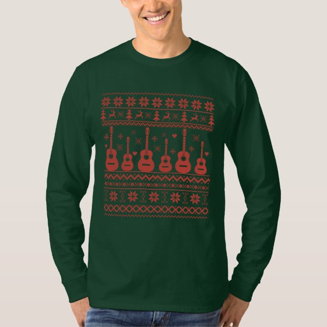 Ugly Frohe Weihnachts Pullover akustische Gitarre (Vorderseite)