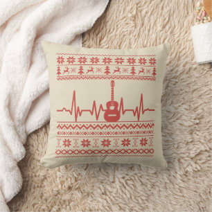 Ugly Frohe Weihnachts Pullover akustische Gitarre Kissen