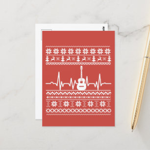 Ugly Frohe Weihnachts Pullover akustische Gitarre Postkarte