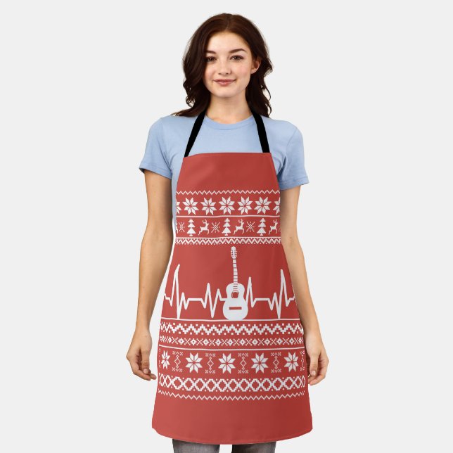 Ugly Frohe Weihnachts Pullover akustische Gitarre Schürze (Getragen)