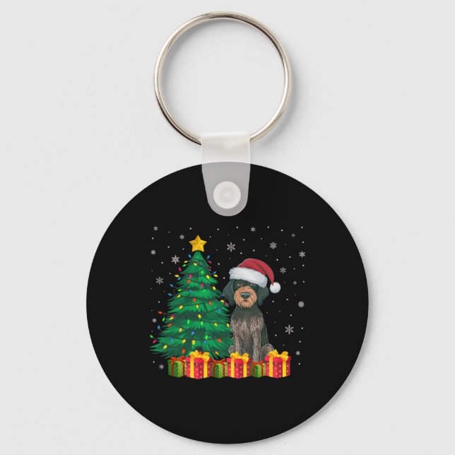 Ugly German Drahthaar Pointer Weihnachtsmannmütze  Schlüsselanhänger (Vorderseite)