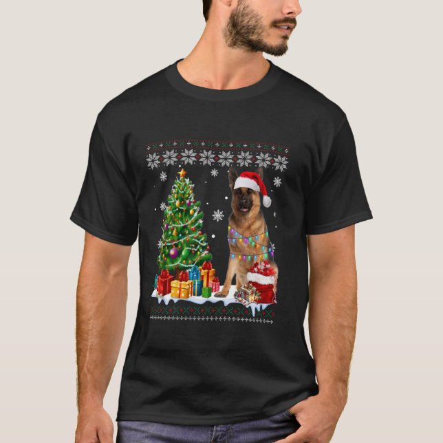 Ugly German Shepherd Dog Weihnachtsmannmütze Weihn T-Shirt (Vorderseite)