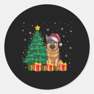 Ugly German Shepherd Weihnachtsmannmütze Weihnacht Runder Aufkleber