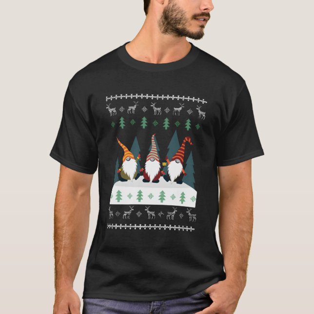 Ugly Gnome im Wald T-Shirt (Vorderseite)