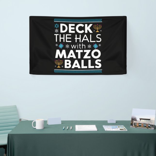 Ugly Hanukkah Deck Hall mit Matzo Ball Chanukah Banner (Messeveranstaltung)