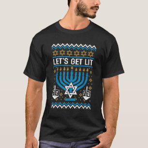 Ugly Hanukkah Lasst uns Lit Menorah Pajama Familie T-Shirt