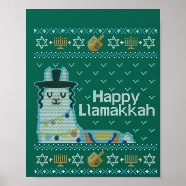Ugly Hanukkah Llama Llamakkah Poster (Vorne)