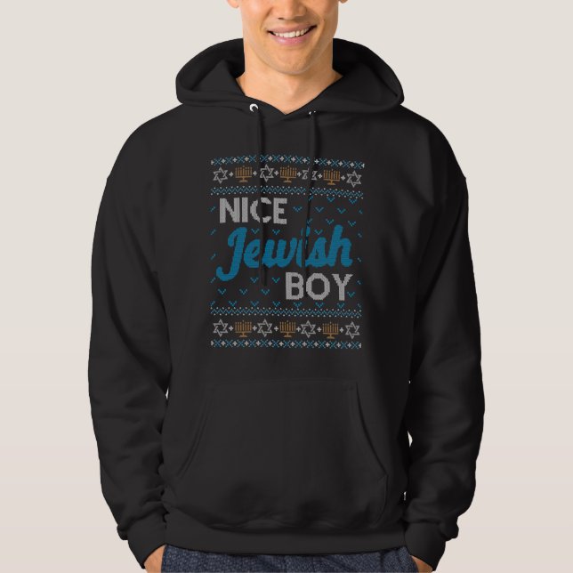 Ugly Hanukkah Nice Jewish Boy Matching Hoodie (Vorderseite)