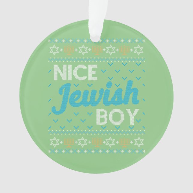 Ugly Hanukkah Nice Jüdischer Junge Matching Ornament (Vorderseite)