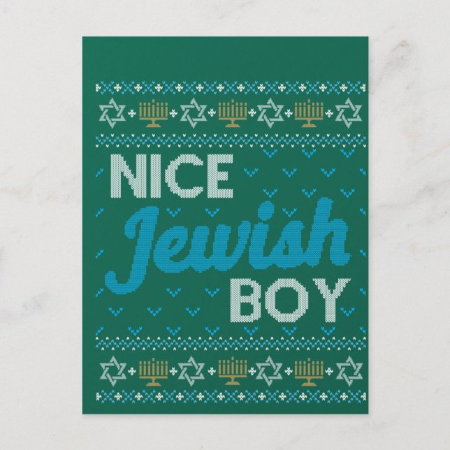 Ugly Hanukkah Nice Jüdischer Junge Matching Postkarte (Vorderseite)