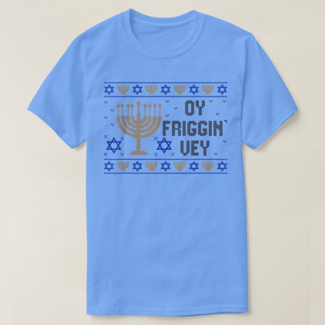Ugly Hanukkah Pajama Menorah Oy Vey jüdisch T-Shirt (Design vorne)
