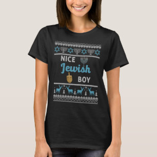 Ugly Hanukkah Sweater Jew Menorah Nice Judenjunge T-Shirt