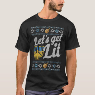 Ugly Hanukkah Sweater Lasse Lit Menorah T-Shirt