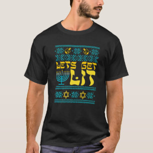 Ugly Hanukkah Sweater Lasse Lit Menorah T-Shirt