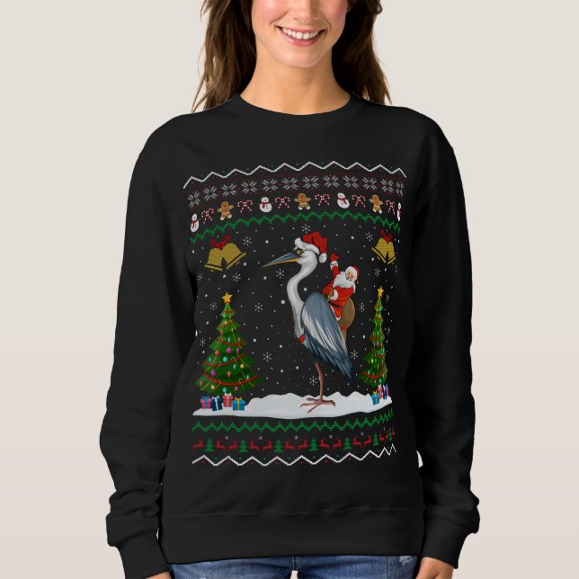 Ugly Heron Bird Xmas Gift Santa Riding Heron Chris Sweatshirt (Vorderseite)