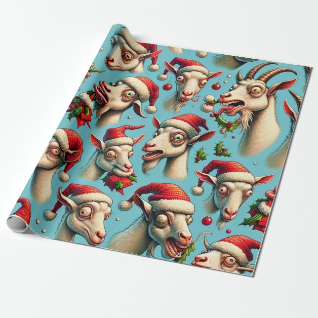 Ugly Holiday Goat Wrapping Paper Geschenkpapier (Ungerollt)