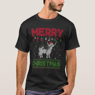 Ugly Holiday Sweater Christmas Funny Highland Kuh T-Shirt