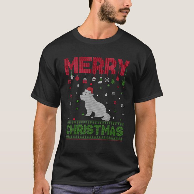 Ugly Holiday Sweater Christmas Funny Maltese Dog G T-Shirt (Vorderseite)