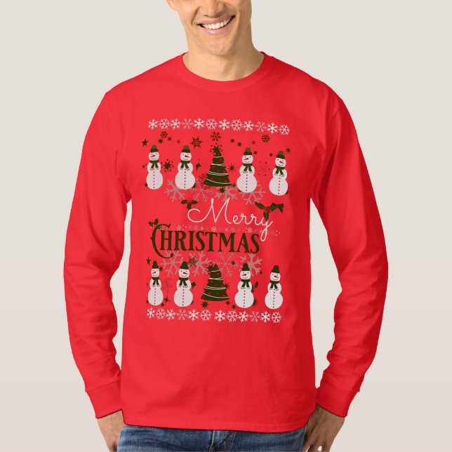 Ugly Holiday Sweater Frohe Weihnachten T-Shirt (Vorderseite)