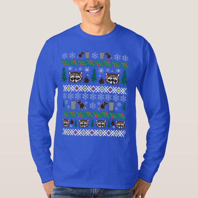 Ugly Holiday Weihnachts Racoon T-Shirt (Vorderseite)