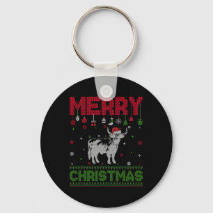 Ugly Holiday Weihnachts Spaß Highland Cow Grafik Schlüsselanhänger