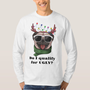 Ugly Hund Face String Lights Sonnenbrille Antlers T-Shirt
