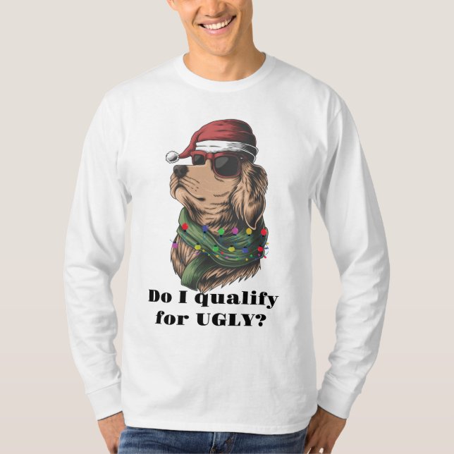 Ugly Hund Face String Lights Sonnenbrille T-Shirt (Vorderseite)