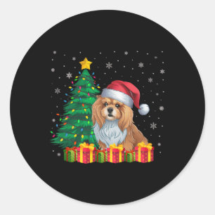 Ugly Lhasa Apso Weihnachtsmannmütze Christmas Ligh Runder Aufkleber