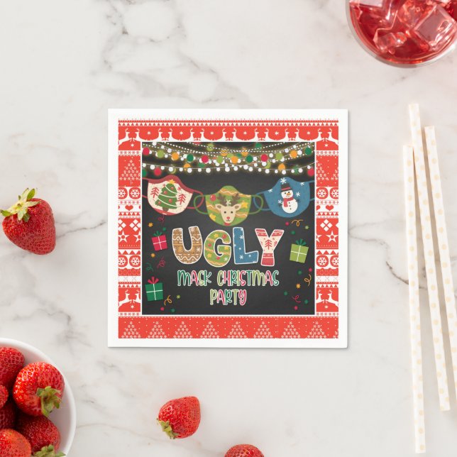 Ugly Mask Christmas Party Napkin Serviette (Beispiel)